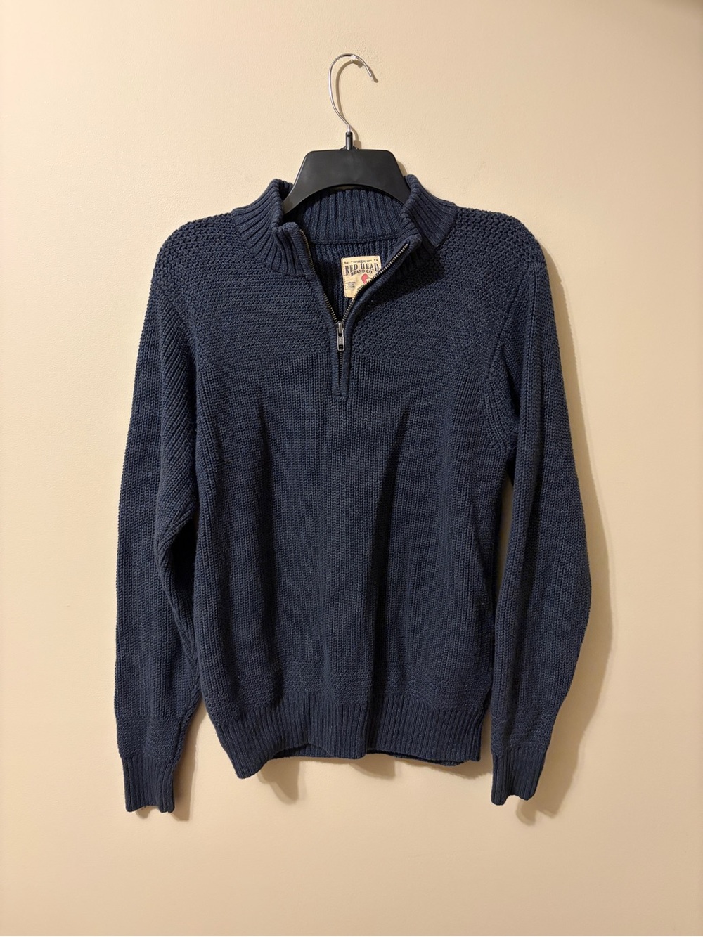RedHead Men's Navy Zip-Neck Knit Sweater Size Medium